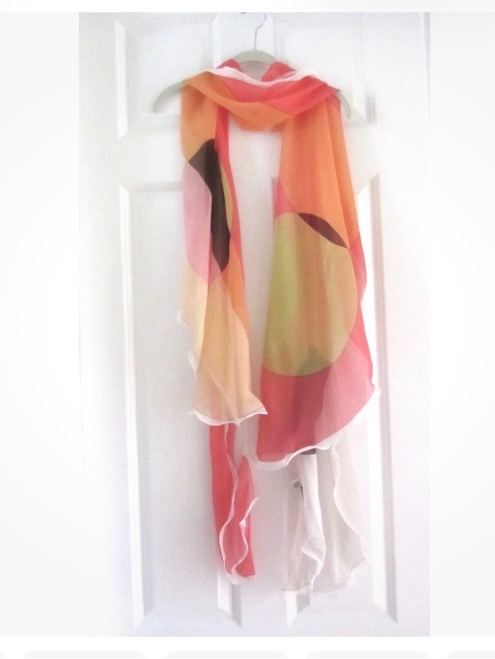 Emilio Pucci Coral, Peach & Lime Silk Circle-Print Scarf
